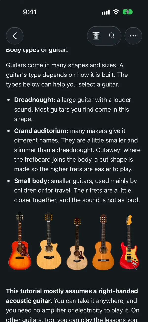 Guitar body types with pictures